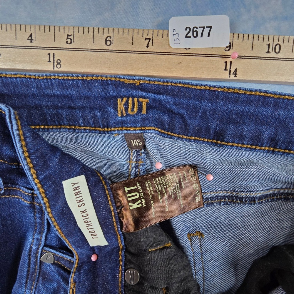 KUT from the Kloth Toothpick Skinny Jeans Dark Wash Stretch Denim‎ Womens 14S - Picture 2 of 8